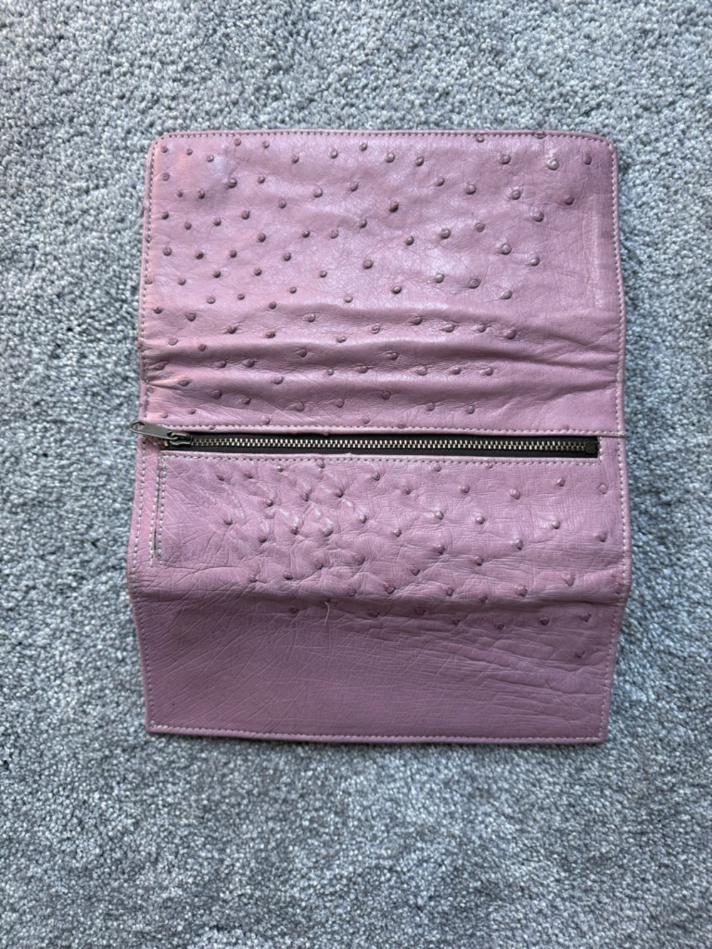 Lucchese Pink/Purple Ostrich-Embossed Leather Wallet - Picture 3 of 9